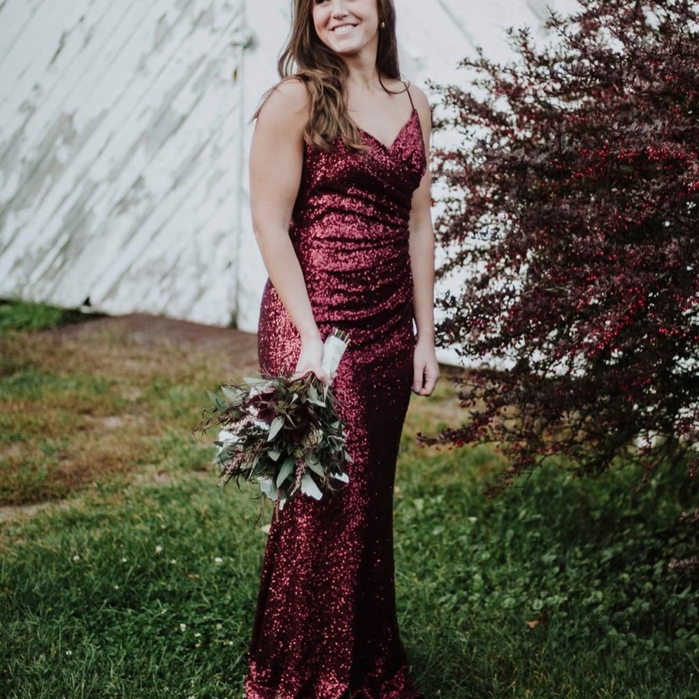 Sorella Vita Crimson Floor Length Sequin Gown Size 12